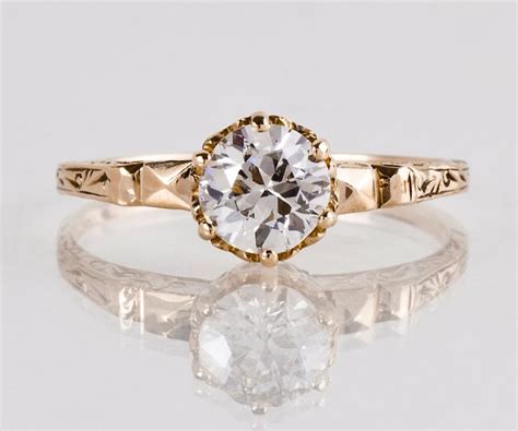 Antique Engagement Ring - Antique Victorian Rose Gold Solitaire Diamond ...