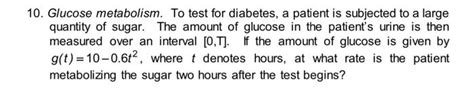 0. Glucose metabolism. To test for diabetes, a | Chegg.com