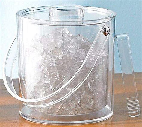 Tropix Ice Bucket With Tongs and Lid 3 Quart Clear Acrylic Bar ...