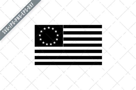 Betsy Ross Flag Early Design United States Flag Black and - Etsy