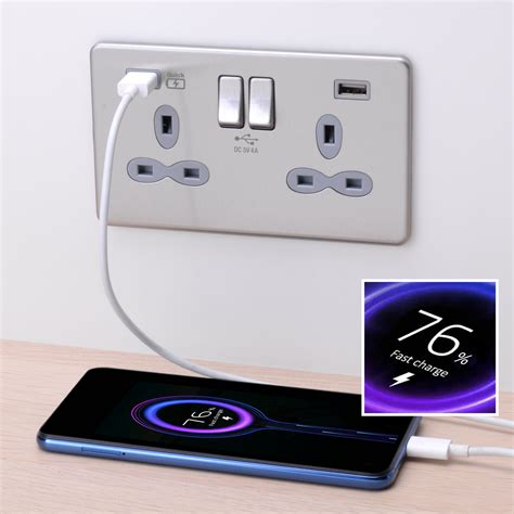 Slimline Screwless 2G Socket with Dual USB Charger (4A - Type A + Type ...