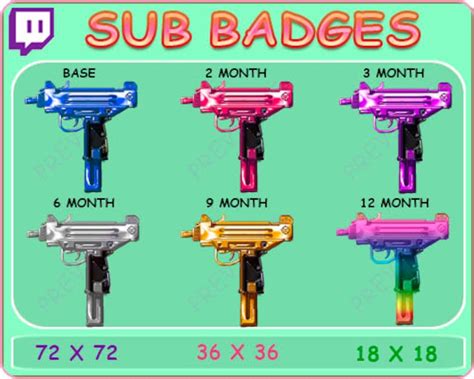 GTA Uzi Twitch Sub Badges Pack | Etsy