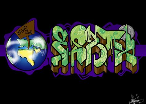 ArtStation - Art graffiti "Save the Earth"