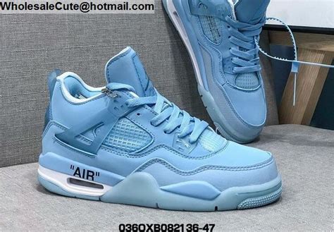 Mens & Womens Off White Air Jordan 4 Blue White -18498 - Wholesale Sneakers