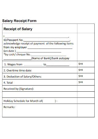 9+ SAMPLE Salary Receipts in PDF | MS Word | Google Docs | Google Sheets | Excel | Apple Numbers ...