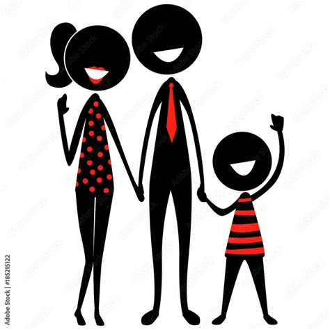 Vector Illustration of Stick Figure Silhouette Family Stock Vector ...