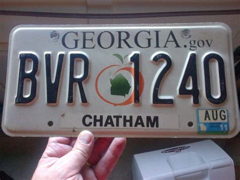 Georgia License Plate with Peach Graphic in the center. | License plate, Plates, Chatham