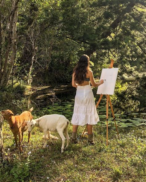 Mother The Mountain Farm on Instagram: "Julia painting down by the water with Magnolia and Moth ...