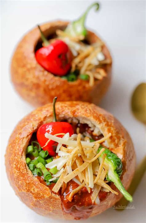 Cheesy Chili Bread Bowl + Garlicky Fried Tortillas