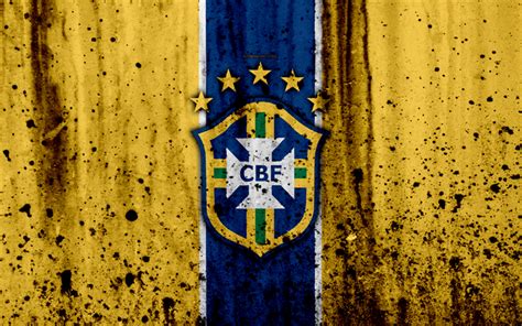 Download wallpapers Brazil national football team, 4k, emblem, grunge ...