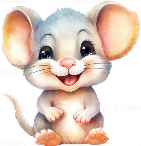 Cute Mouse Watercolor Illustration. 24046129 PNG