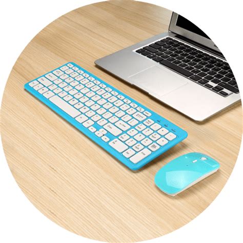 Blue Wireless Keyboard & Mouse