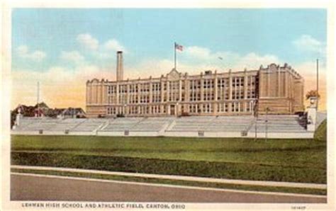 Lehman High School and Athletic Field at Canton Ohio OH, Linen Postcard - 3288