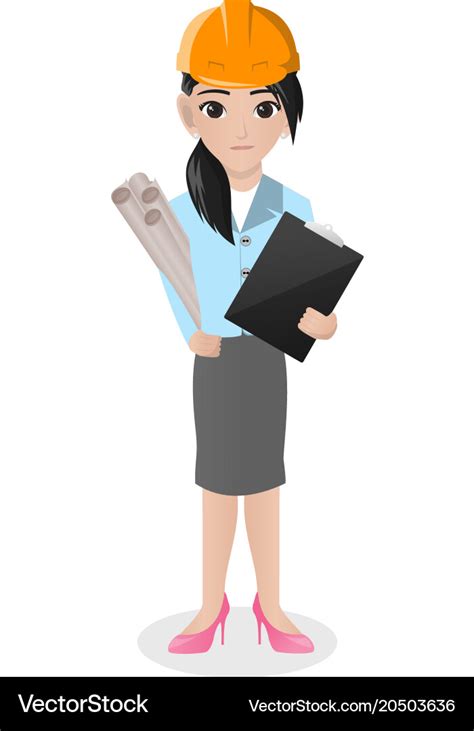 Female architect holding blueprint Royalty Free Vector Image