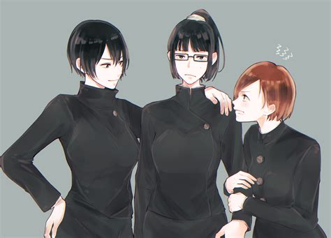 Download Black Hair School Uniform Mai Zenin Glasses Brown Eyes Brown Hair Nobara Kugisaki Maki ...