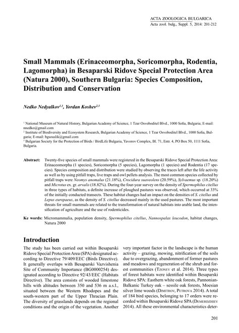 (PDF) Small Mammals (Erinaceomorpha, Soricomorpha, Rodentia, Lagomorpha) in Besaparski Ridove ...