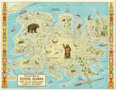 Pictorial Map of Kodiak, Alaska - Curtis Wright Maps