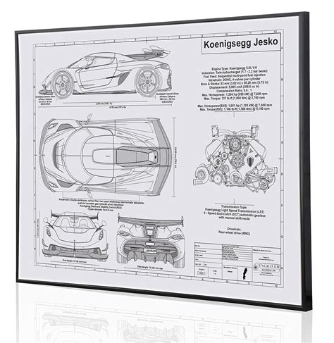 Amazon.com: Koenigsegg Jesko Blueprint Artwork-Laser Marked ...