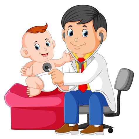 El doctor esta revisando al bebe | Descargar Vectores Premium