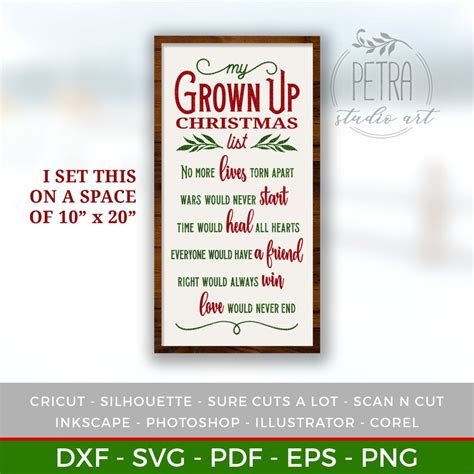 My Grown up Christmas List SVG Cut File for Rustic Christmas - Etsy