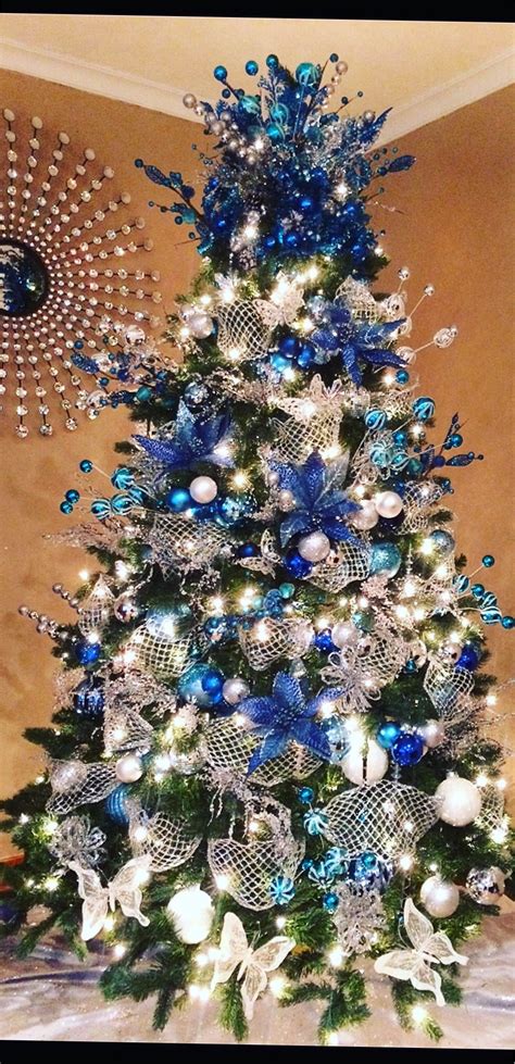 Blue and silver Christmas tree | Blue christmas tree decorations ...