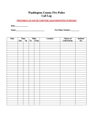 Police Call Log - Fill Online, Printable, Fillable, Blank | pdfFiller