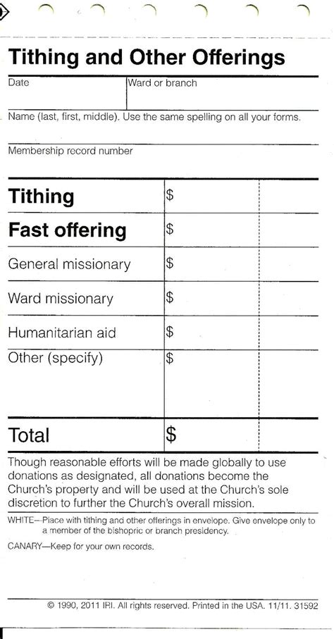 Tithing Slip Lds