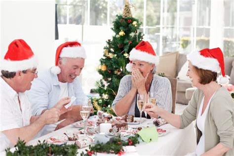 Seniors On Christmas Day At Home Royalty Free Stock Photography - Image ...