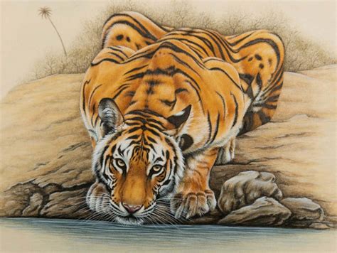 Peintures, Tiger painting with acrylic color, Page 1189, Oeuvres d'Artistes