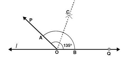 Draw an angle of measure 135° and bisect it