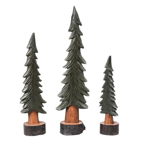 Wood Carved Pine Trees (Set of 3) | Black forest decor, Wood carving ...