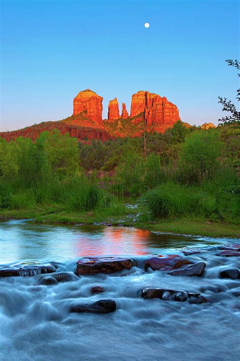 Cathedral Rock Sunset Moonrise Photograph by Brian Knott Photography - Fine Art America