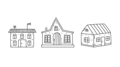 Doodle Houses Set 25126298 Vector Art at Vecteezy