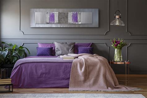 Purple Bedroom - Silver Wall Art, Contemporary Art UK