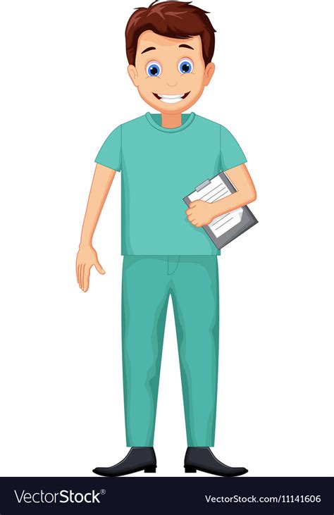 Cute nurse man cartoon Royalty Free Vector Image