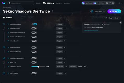 Sekiro Shadows Die Twice Cheats and Trainer for Steam - Trainers - WeMod Community