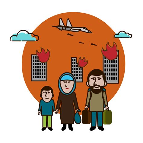 Syrian refugees. Civil war in Syria. Vector illustration. 11419214 ...