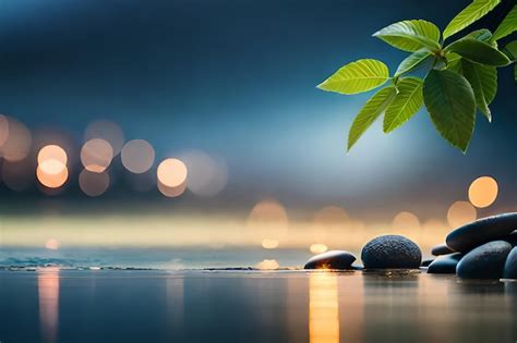 Premium Photo | A close up of a stone with a green leaf in the foreground