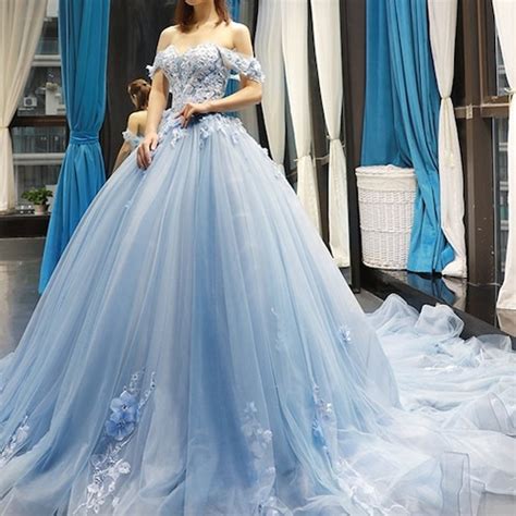 Light Blue Fairy Tulle Prom Dress Women Fairy Dressflower - Etsy