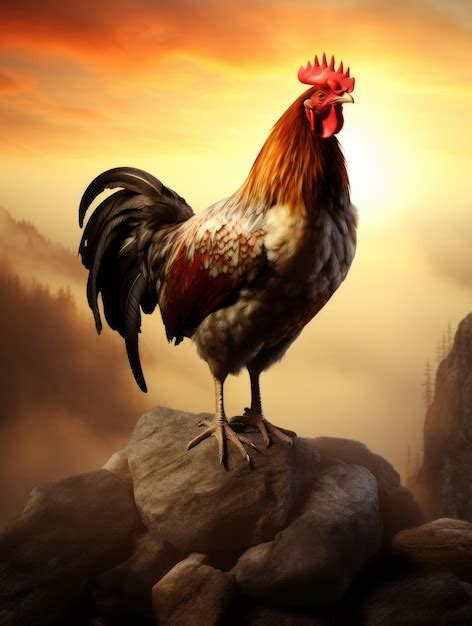 Premium AI Image | Sunrise Serenade Rooster Crowing