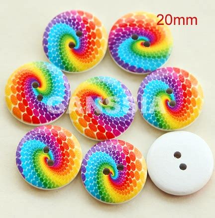 30pcs/lot Stylish rainbow color 20mmpainted wooden button for DIY scrapbooking Garment ...