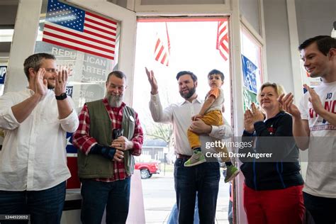 Republican candidate for U.S. Senate JD Vance holds his son Vivek as... News Photo - Getty Images