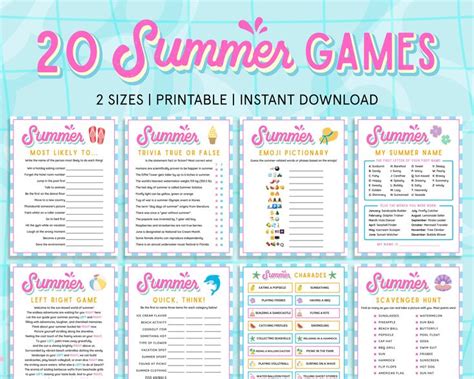 Summer Game Bundle Summer Games for Kids Summer Activities Family ...