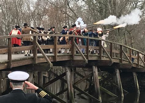 Reenactments of the Battles of Lexington and Concord continued despite rainy weather