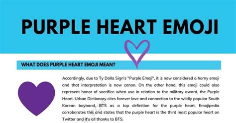 Purple Heart | What Does Purple Heart Emoji Mean? • 7ESL