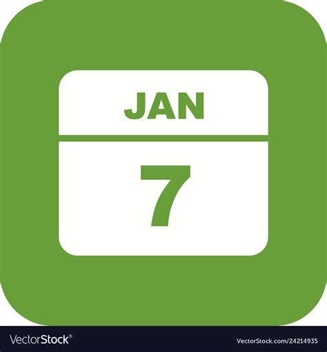 January 7th date on a single day calendar Vector Image