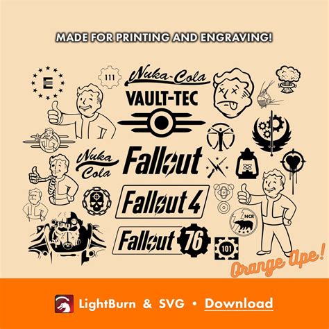 Fallout Designs Outline & Silhouette Files SVG, Lightburn Power Armor, Vault Boy, Factions, Logo ...