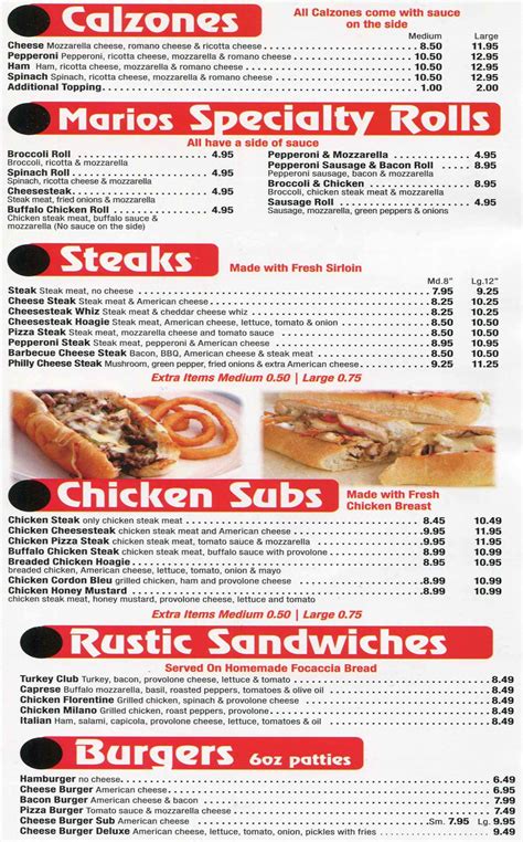 Mario's Pizza Menu - Mario's Pizza