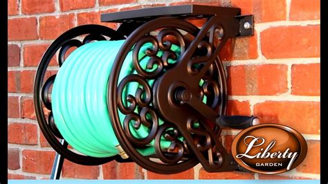 Liberty Garden Model 708 Decorative Wall Mounted Hose Reel - YouTube