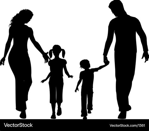 Family silhouettes Royalty Free Vector Image - VectorStock